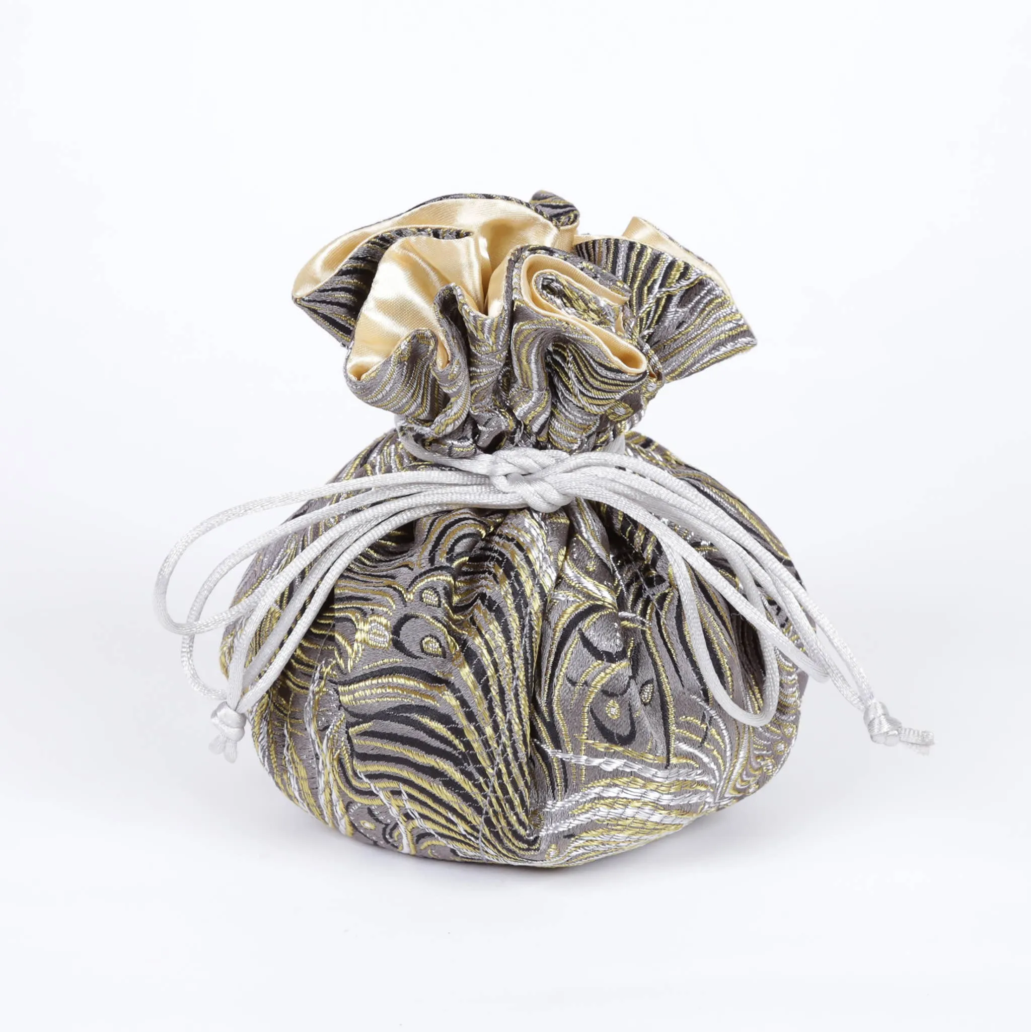 Peacock Feather Prints, Brocade Jewelry Pouch, Jewelry Bags