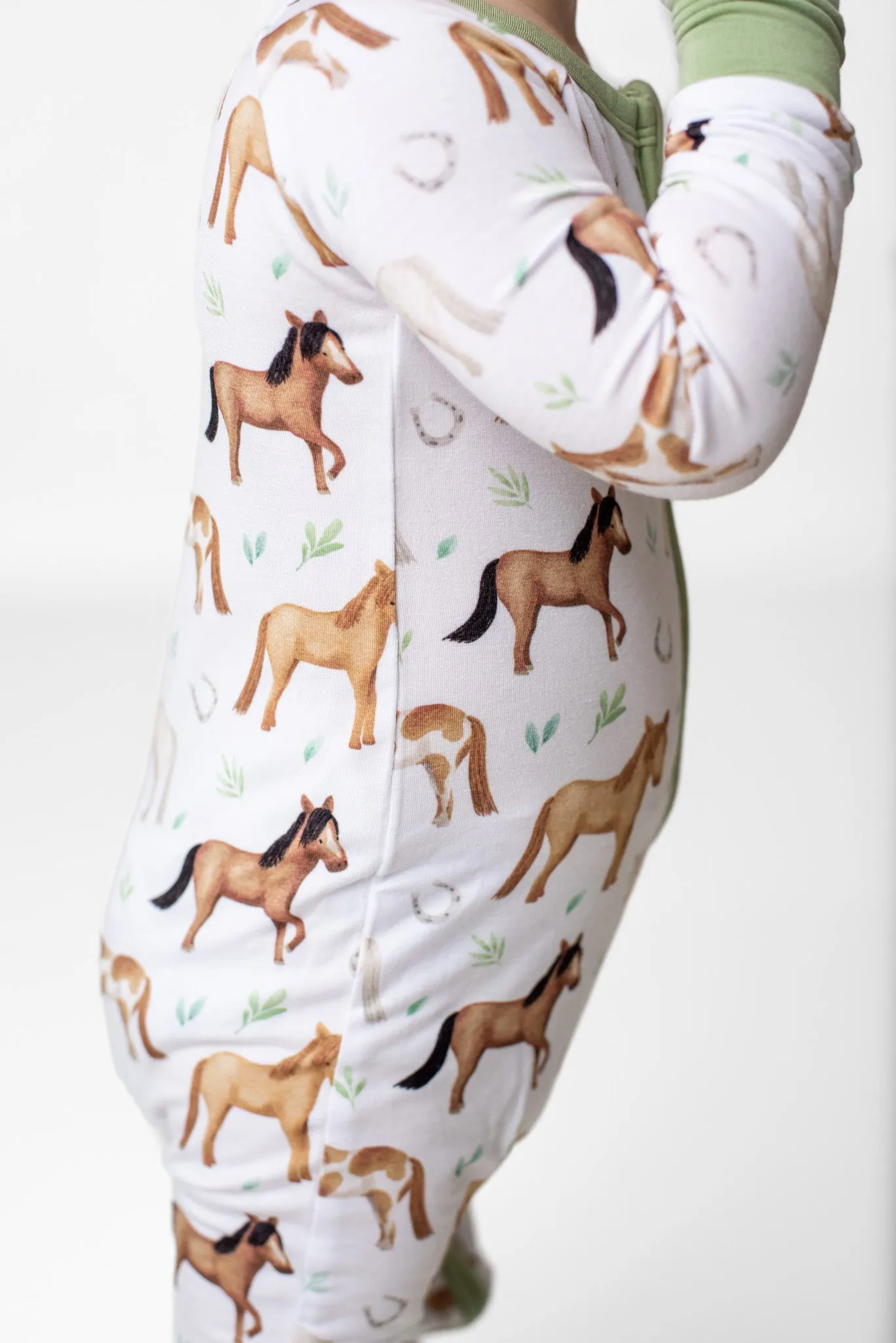 Perfect Ponies | Convertible Bamboo Zipper Baby Pajamas