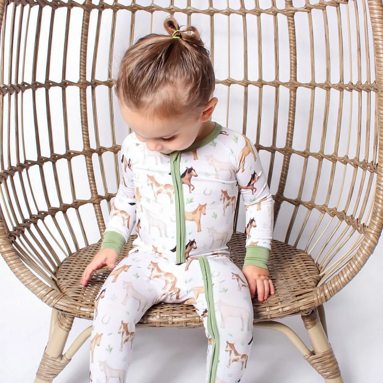 Perfect Ponies | Convertible Bamboo Zipper Baby Pajamas