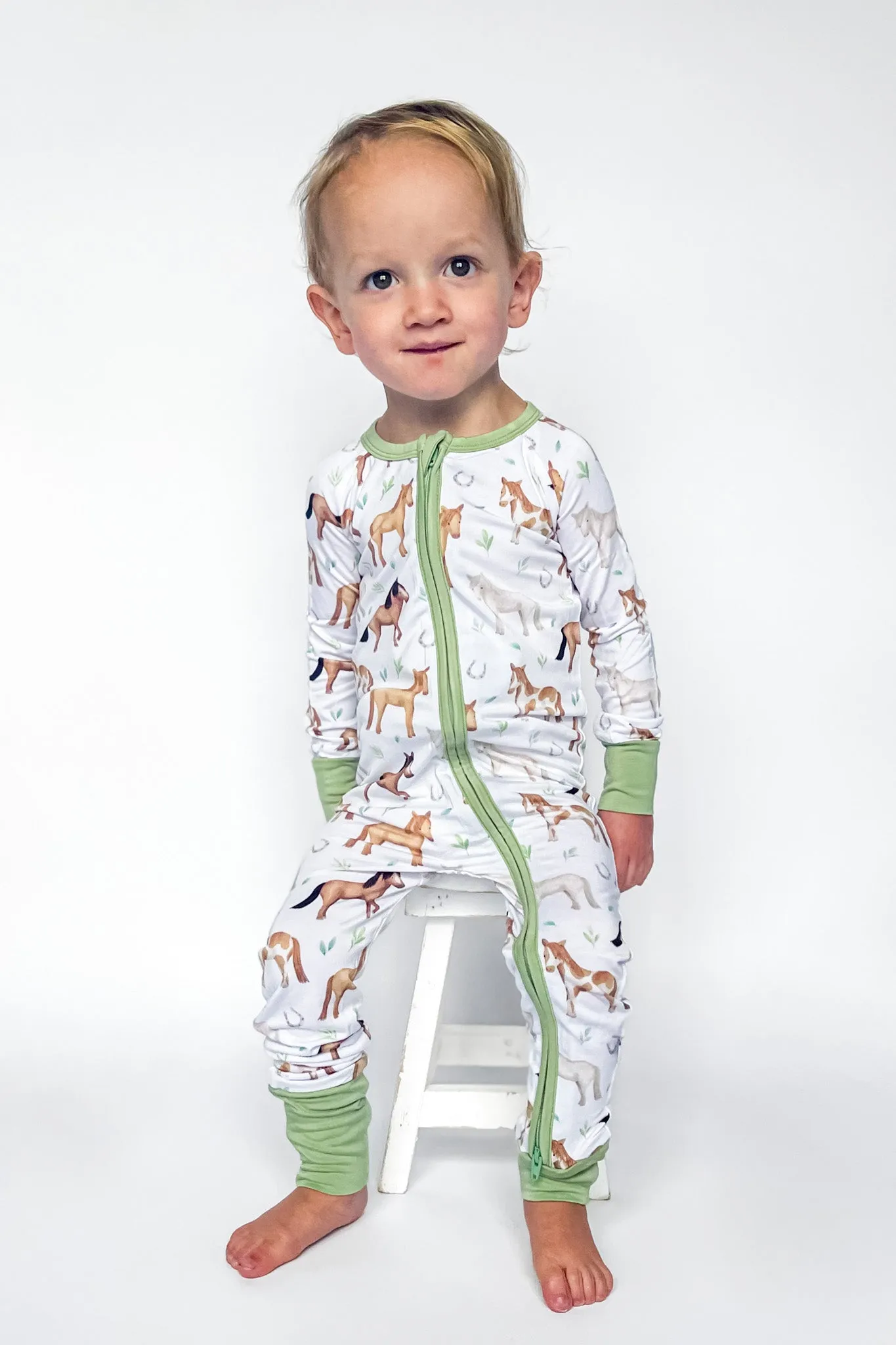 Perfect Ponies | Convertible Bamboo Zipper Baby Pajamas