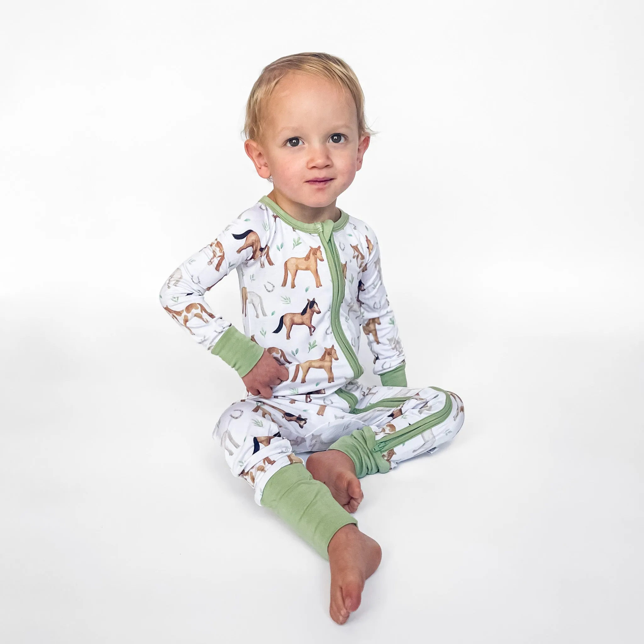 Perfect Ponies | Convertible Bamboo Zipper Baby Pajamas