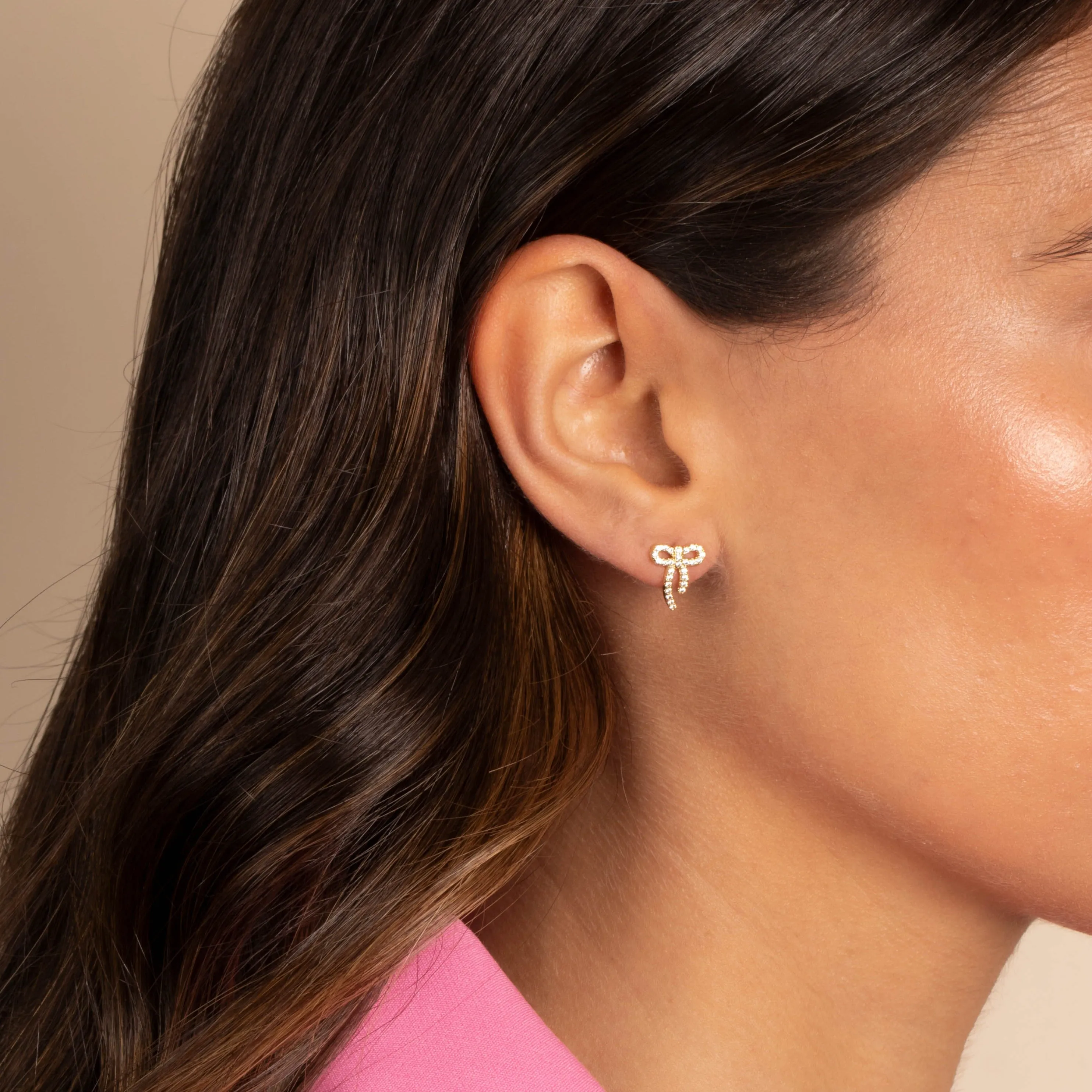 Petite Pave Bow Tie Stud Earring