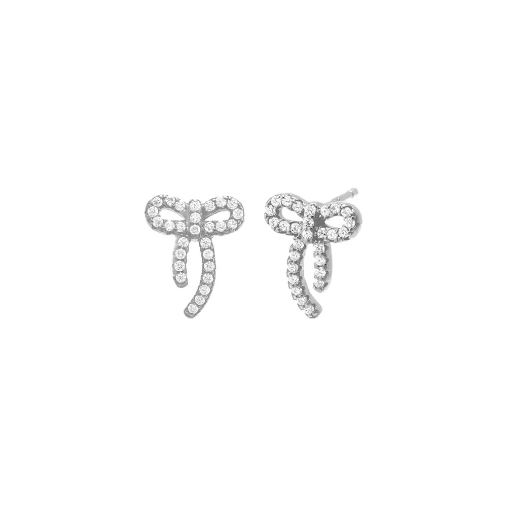 Petite Pave Bow Tie Stud Earring