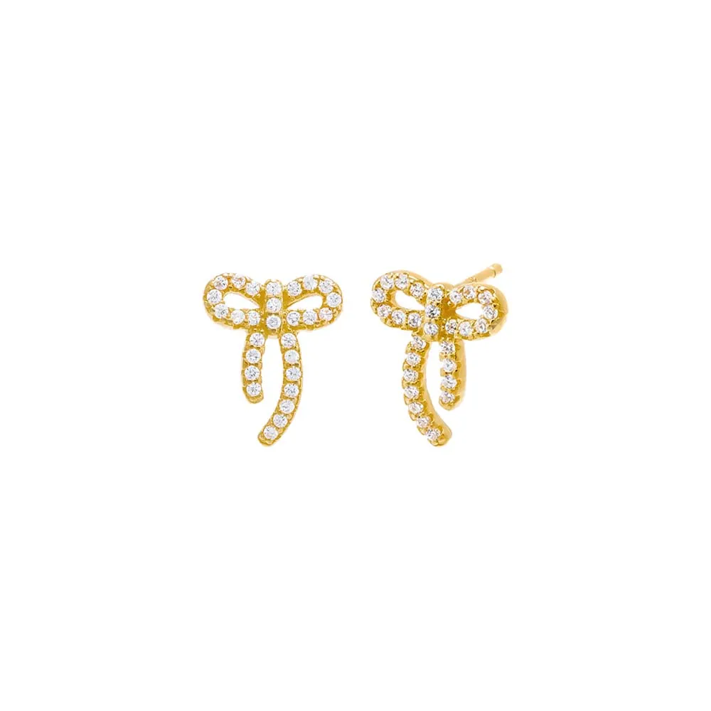 Petite Pave Bow Tie Stud Earring