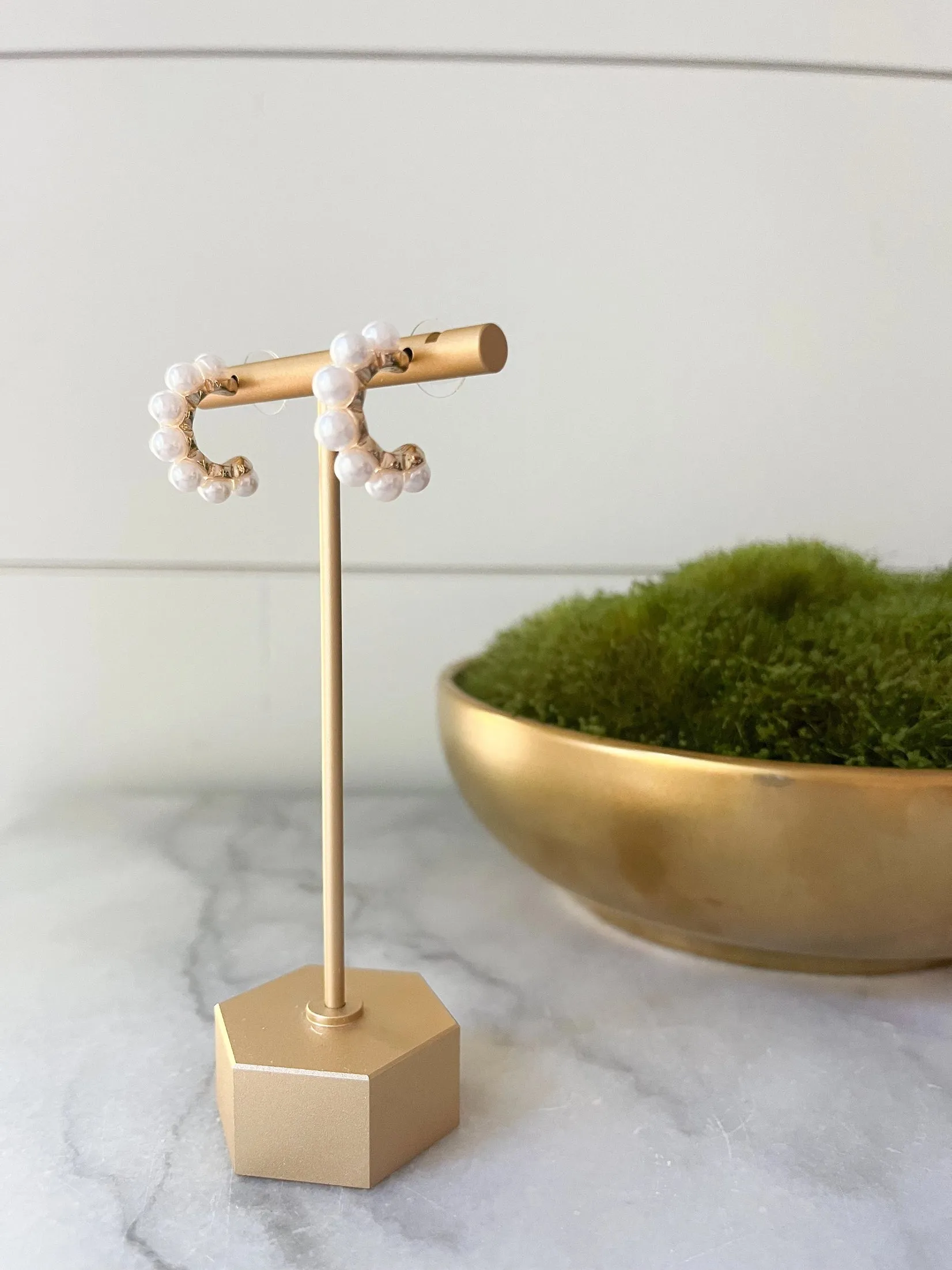 Petite Pearl Hoop Earrings