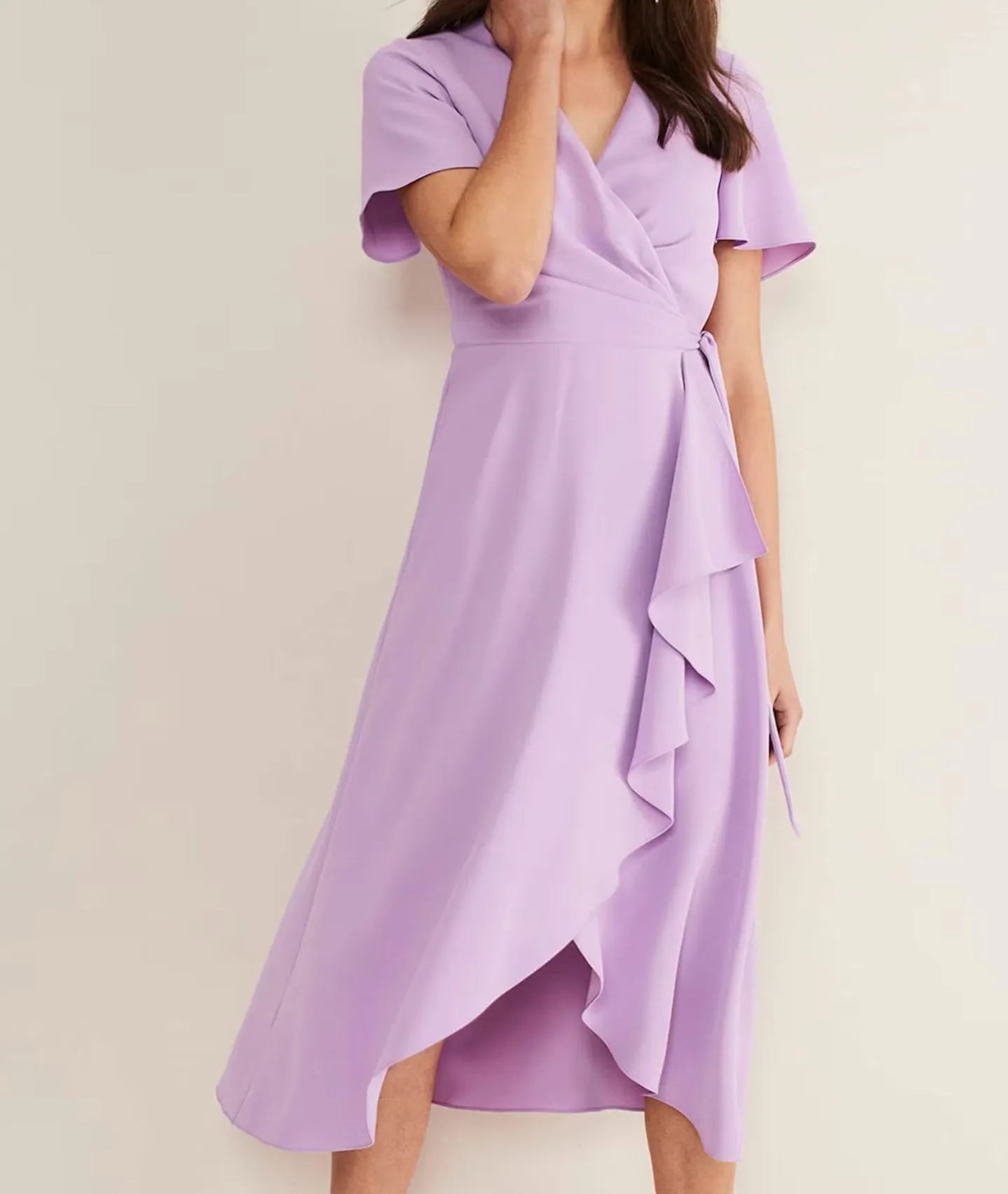Phase Eight Lilac Julissa Ruffle Wrap Midi Dress UK 12