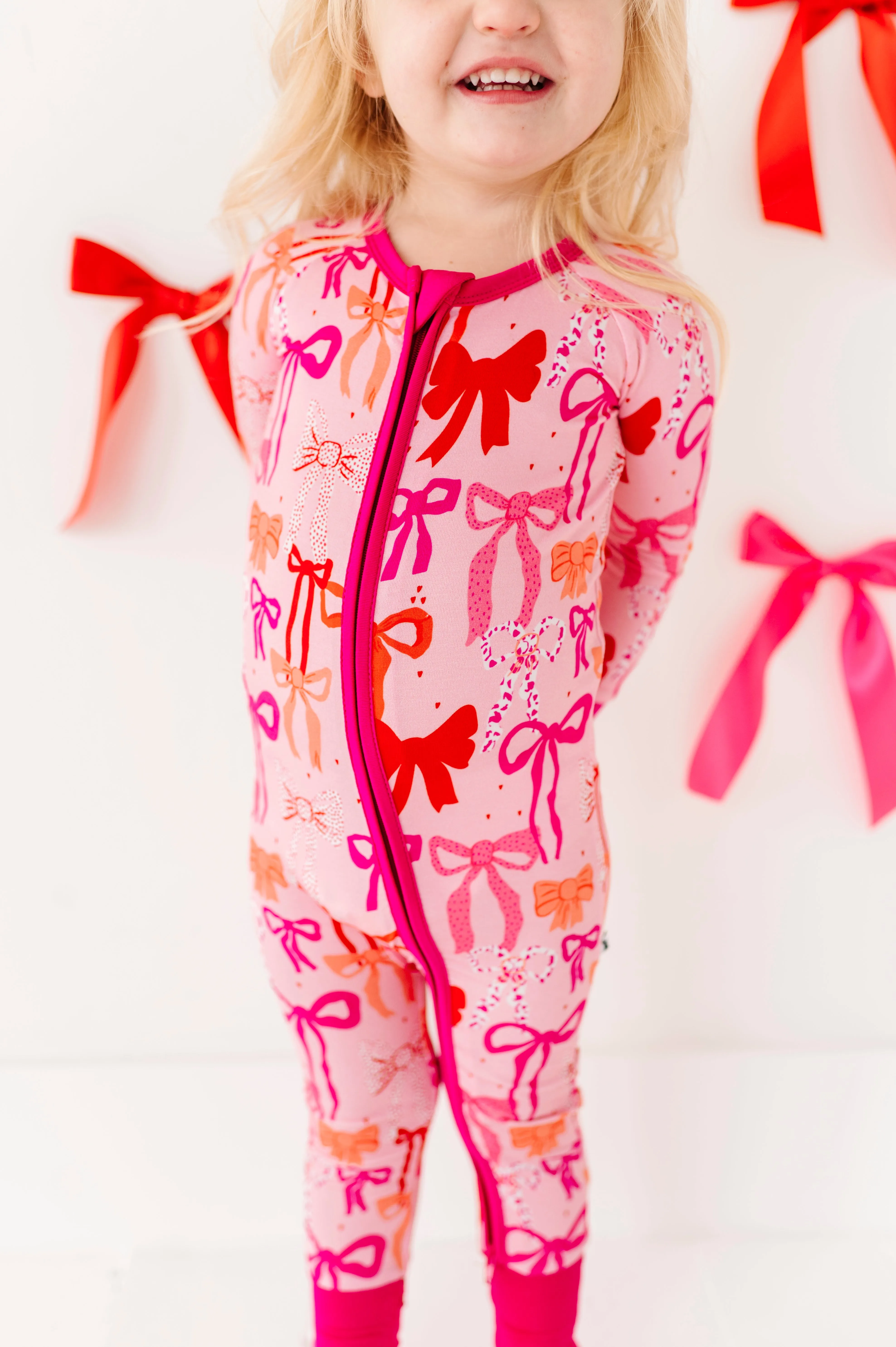 Pink Bows Ruffle Convertible Footie