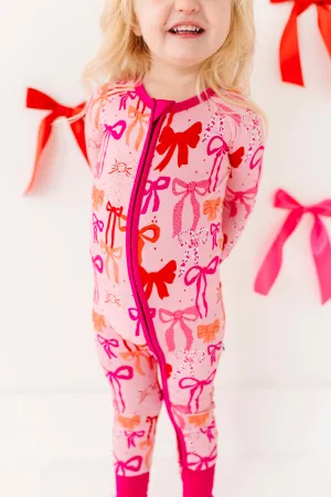 Pink Bows Ruffle Convertible Footie