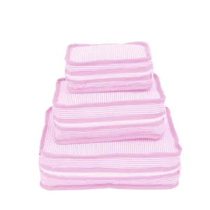 Pink Seersucker Packing Cube Stacking Set