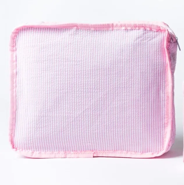 Pink Seersucker Packing Cube Stacking Set