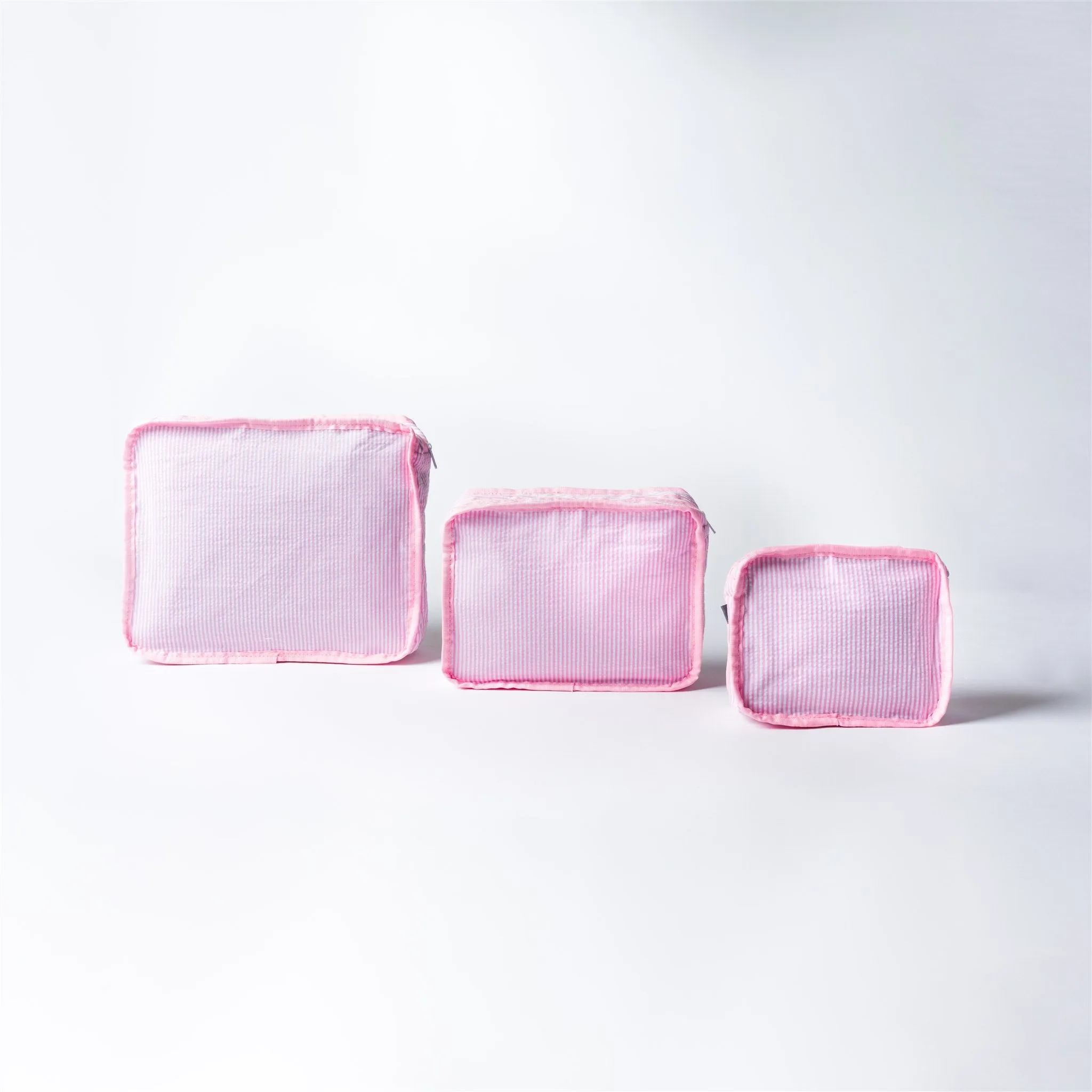Pink Seersucker Packing Cube Stacking Set