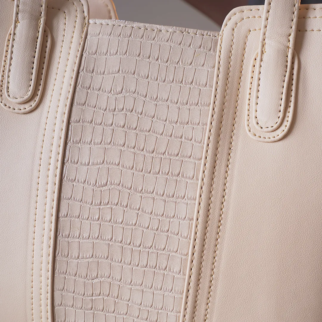 Plain Leather Fanny Bag - Beige