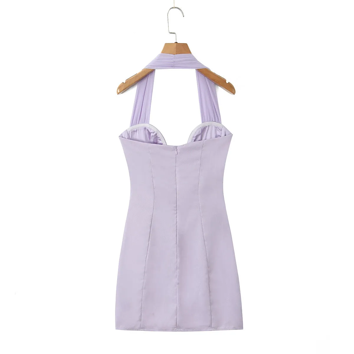 Plunge Neckline Halter Mini Dress