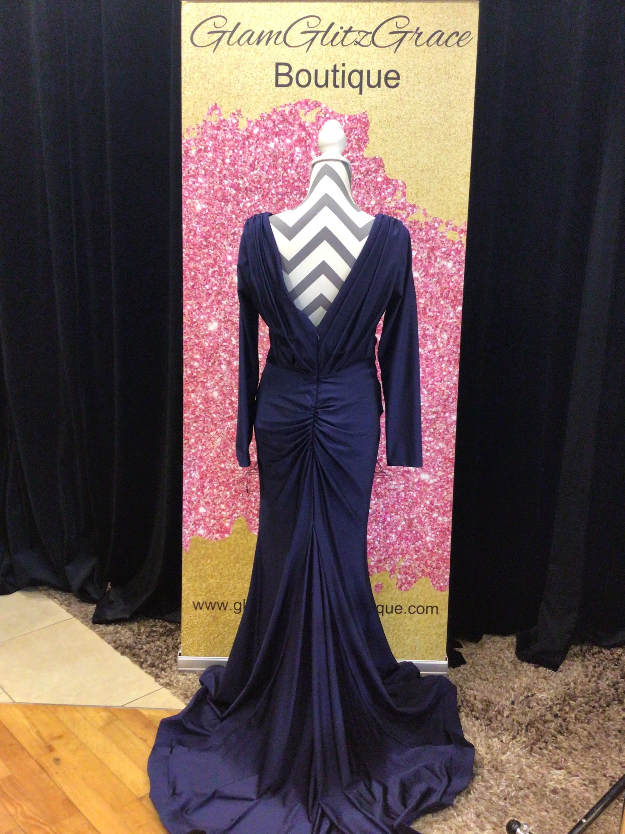 Plus Size Long Sleeves V-cut Wrap Mermaid Dress