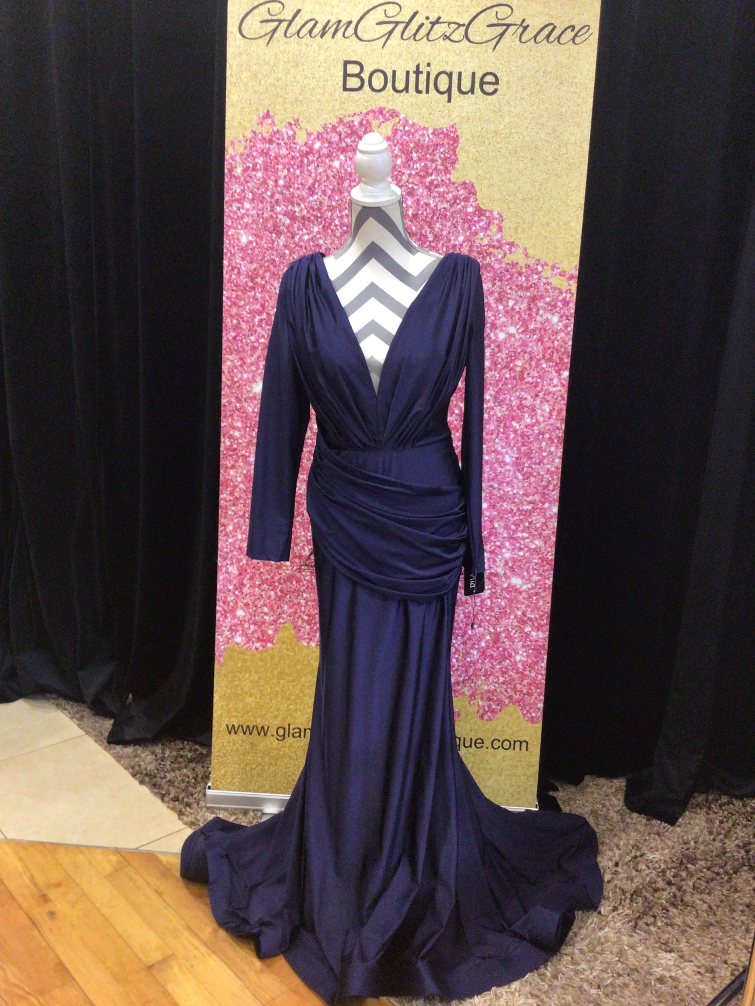 Plus Size Long Sleeves V-cut Wrap Mermaid Dress