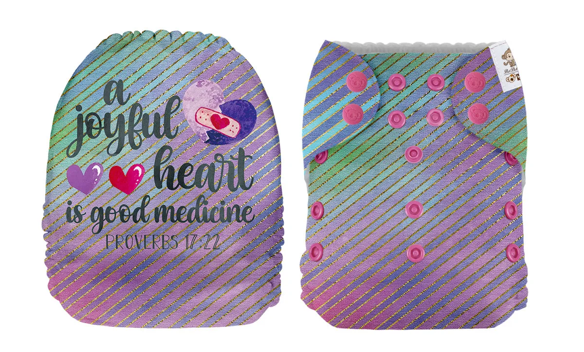 Pocket Diaper-(A joyful heart is good medicine)-Positional- May 2021-(Mama Koala & PPC Custom Print)