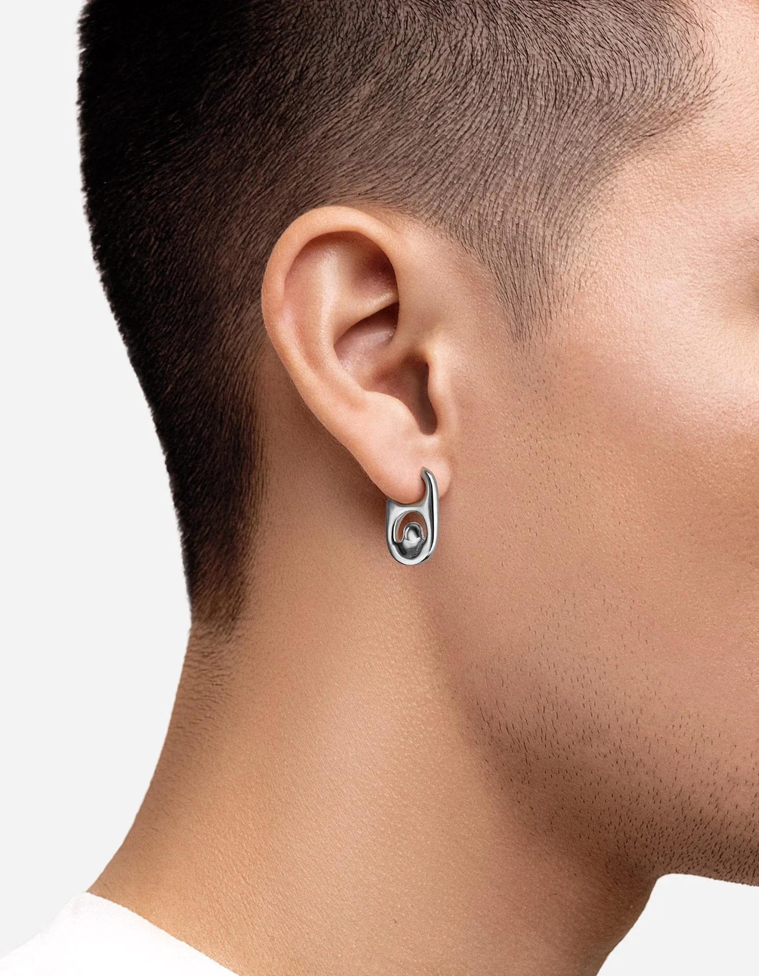 Pop Tab Stud Earring, Sterling Silver