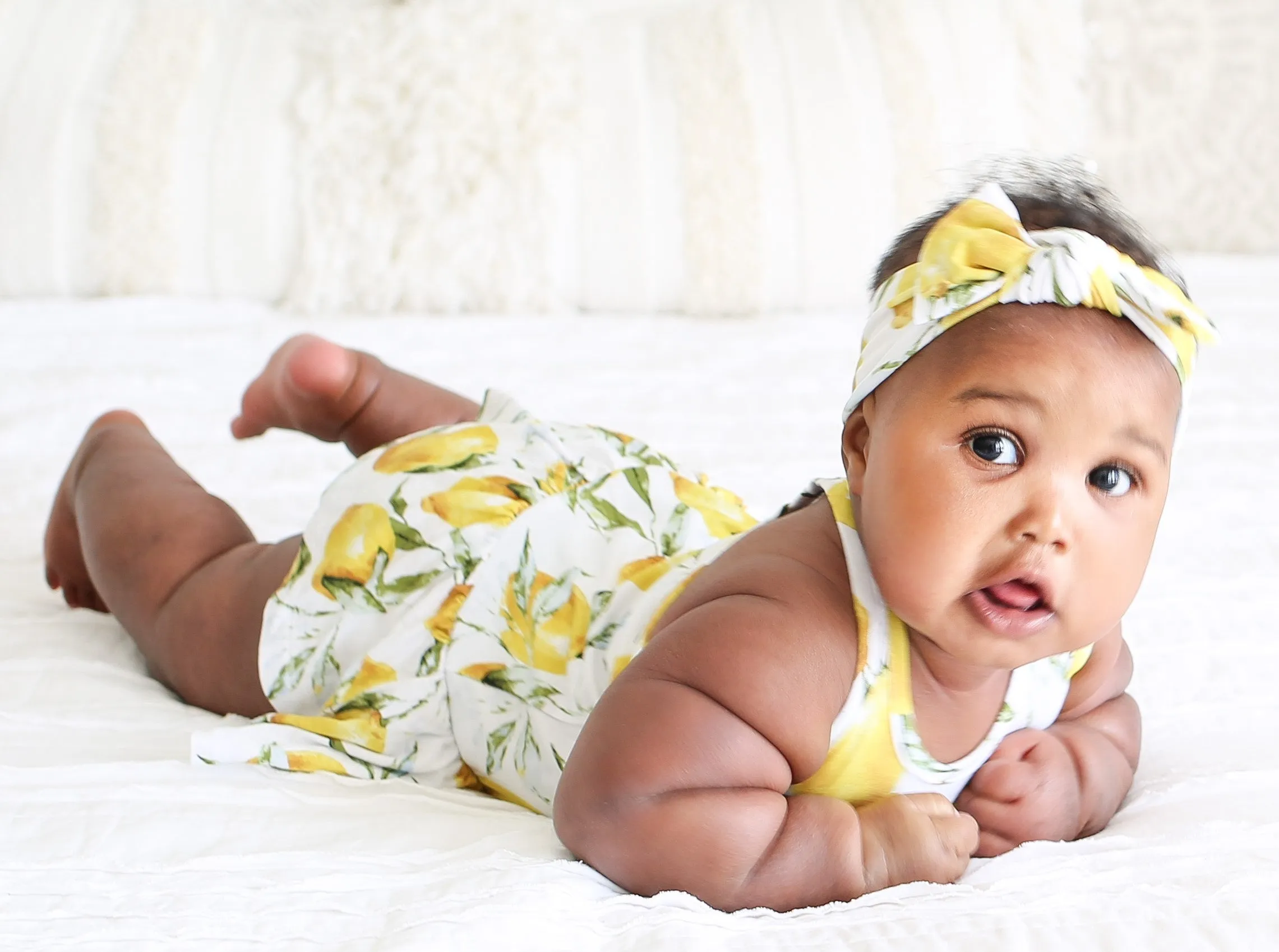 Posh Peanut Lemon Racerback with Twirl Skirt Bodysuit