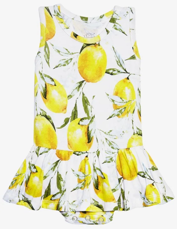Posh Peanut Lemon Racerback with Twirl Skirt Bodysuit