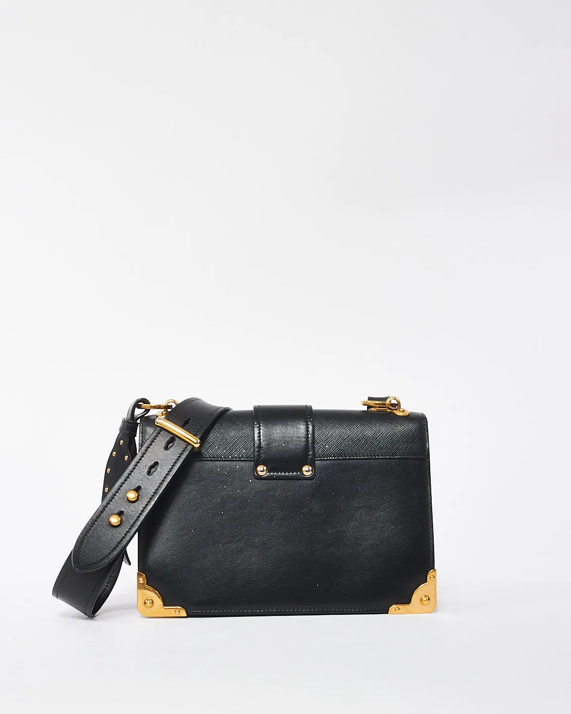 Prada Black Saffiano Lux Leather Cahier Shoulder Bag