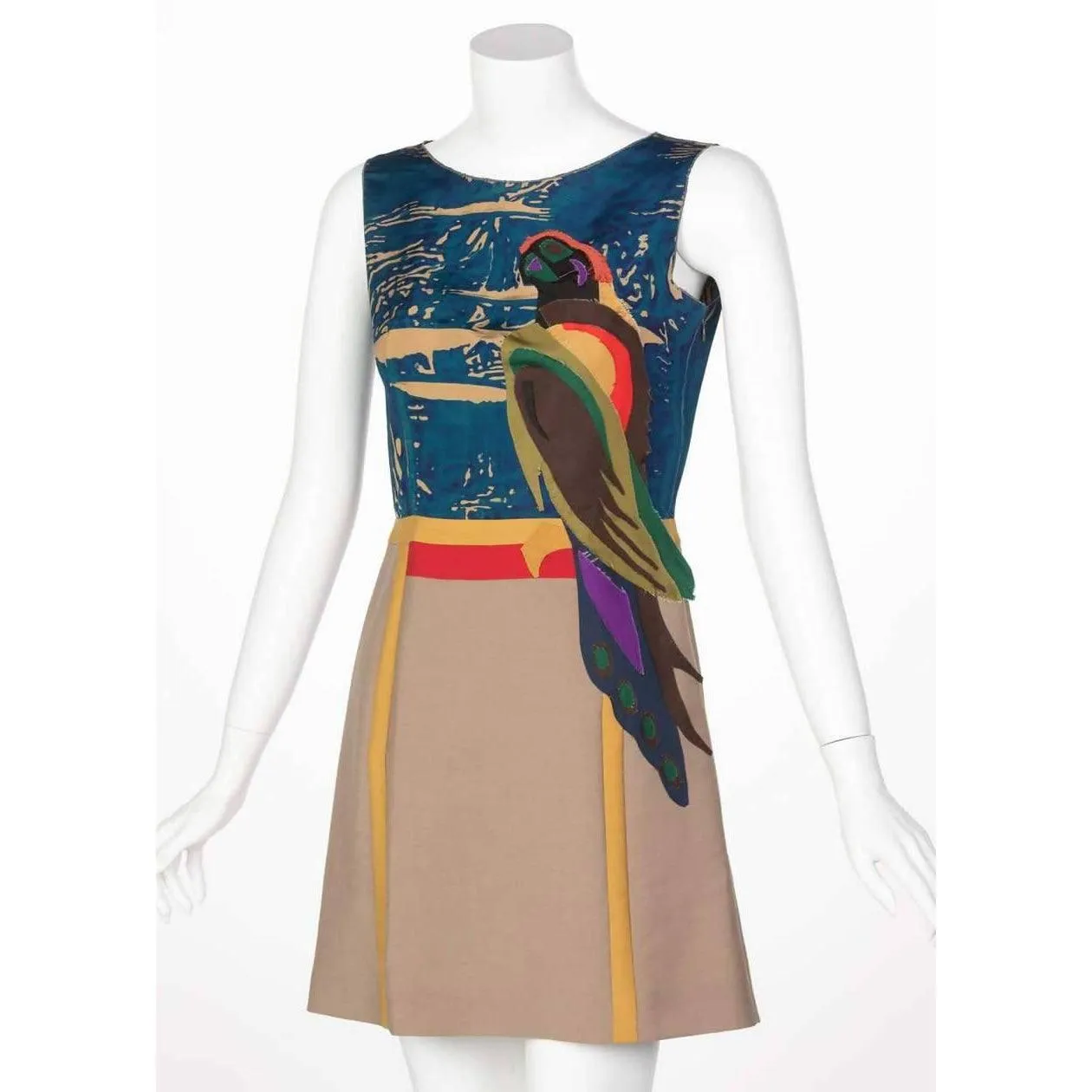 PRADA Mohair Parrot Applique Dress Runway 2005 | Size S/M