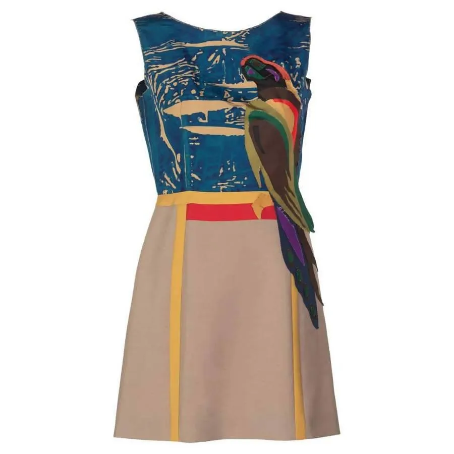 PRADA Mohair Parrot Applique Dress Runway 2005 | Size S/M