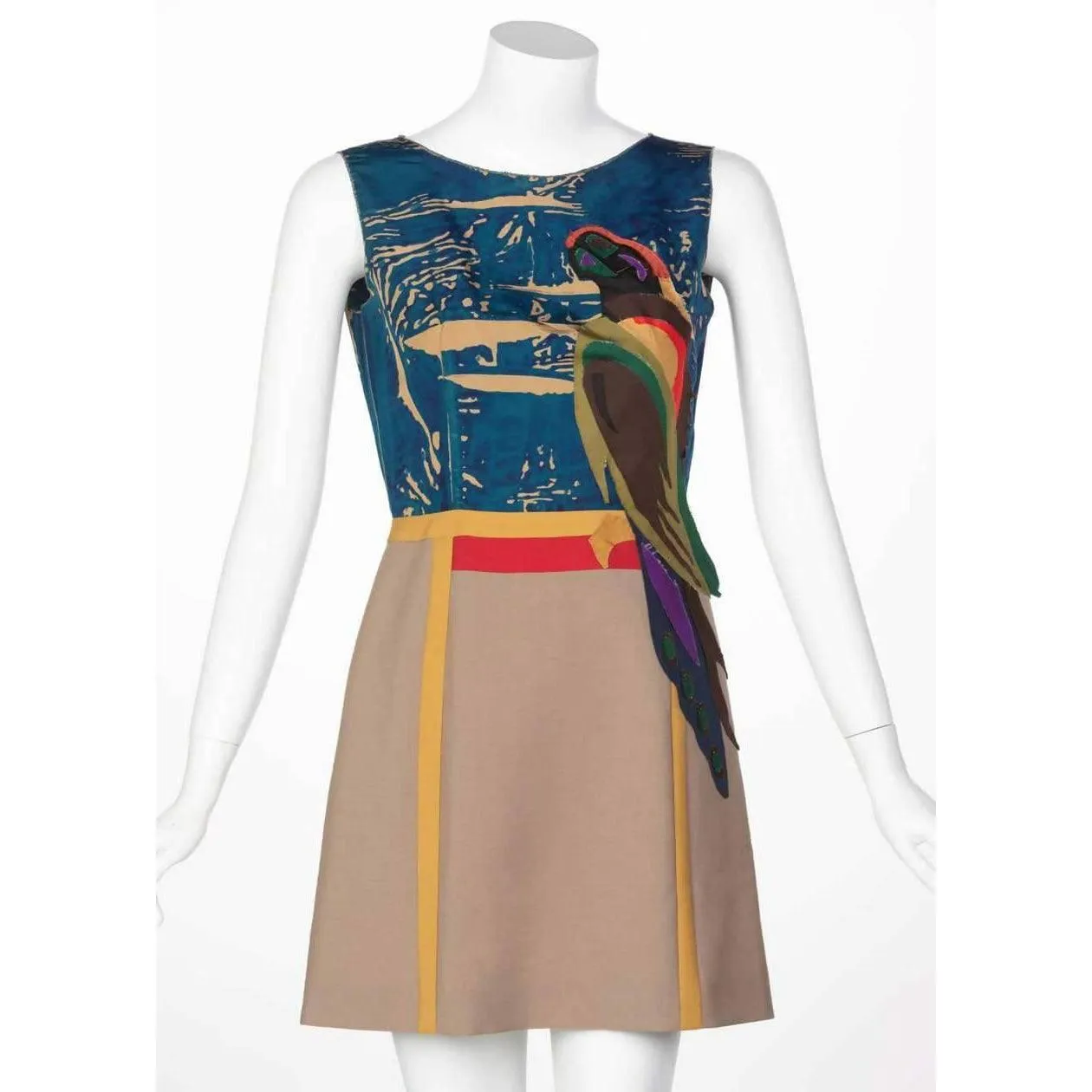 PRADA Mohair Parrot Applique Dress Runway 2005 | Size S/M