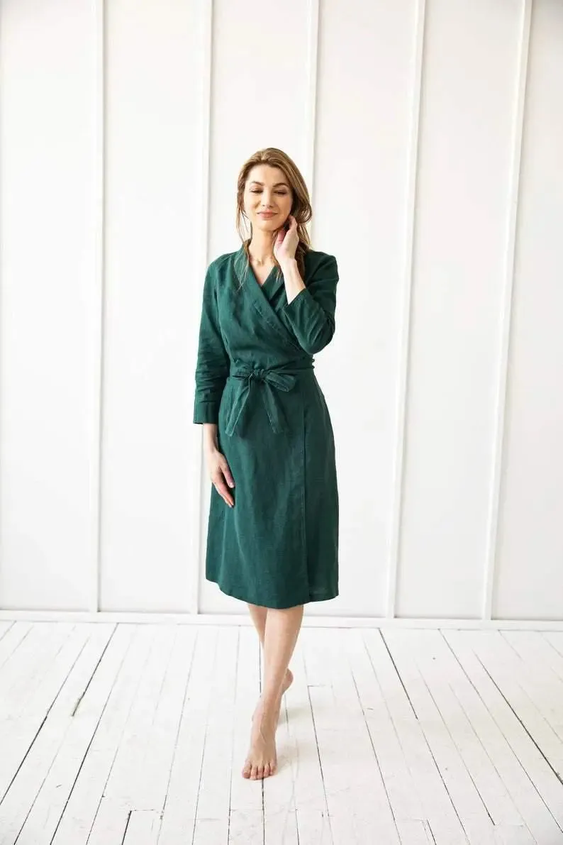 PRE-ORDER Linen Wrap Dress by Odalux