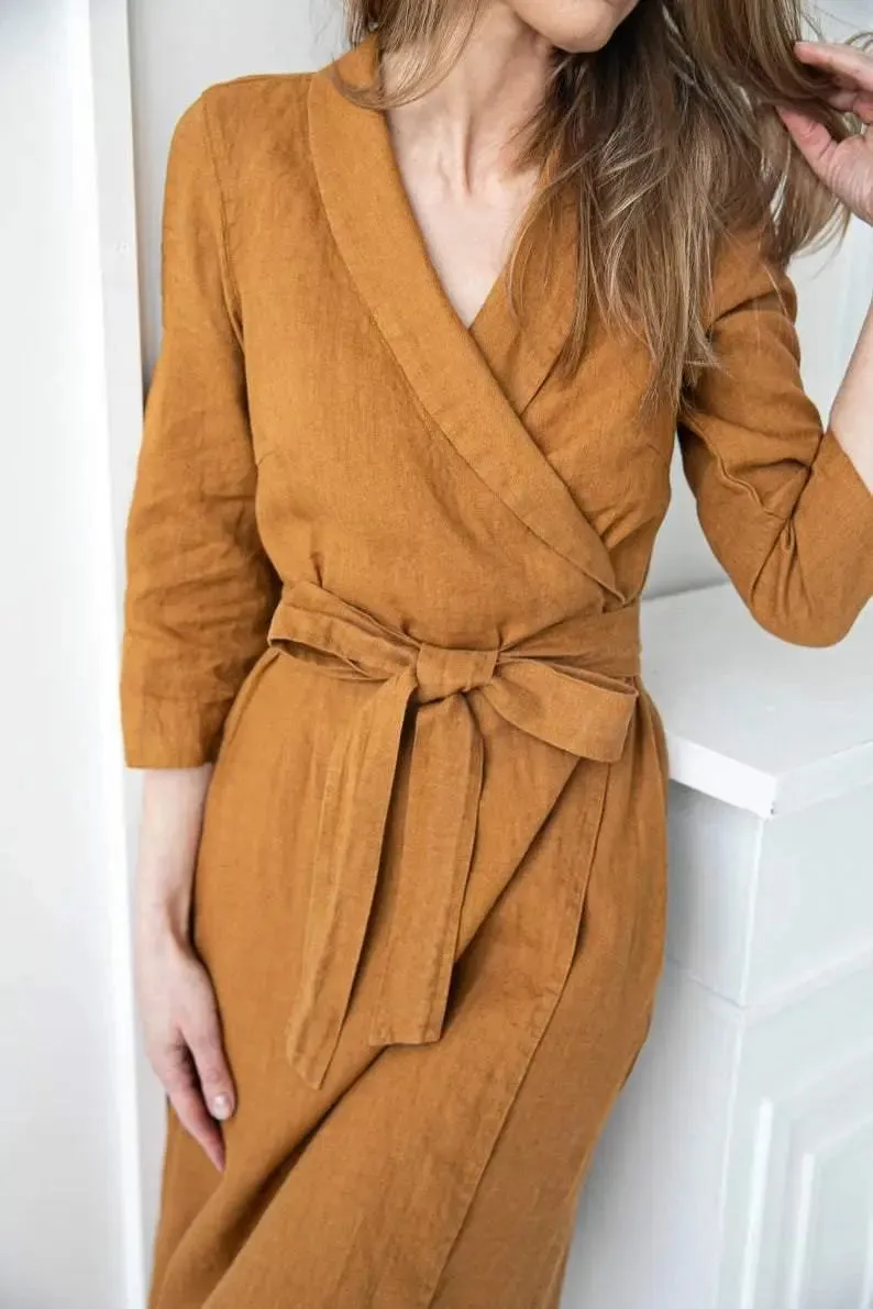 PRE-ORDER Linen Wrap Dress by Odalux