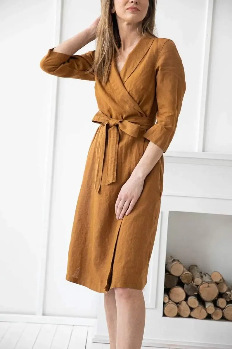 PRE-ORDER Linen Wrap Dress by Odalux