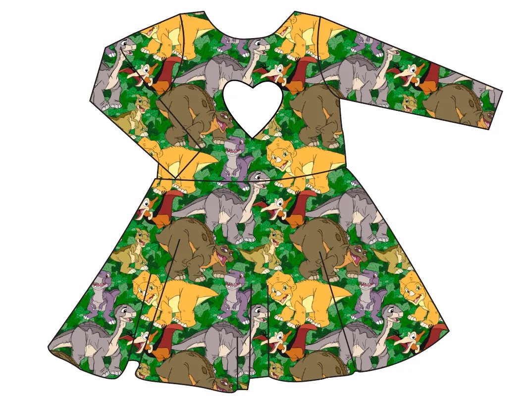 Prehistoric Pals Molly Heart Back Twirly Dress