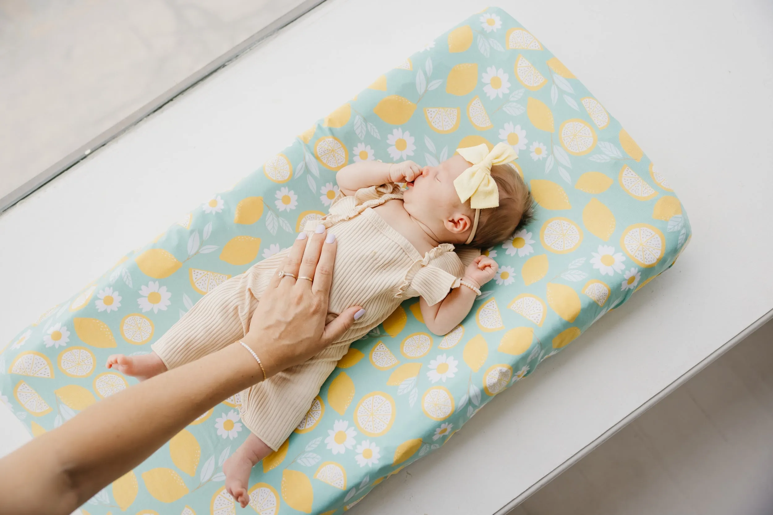 Premium Knit Diaper Changing Pad Cover - Lemon