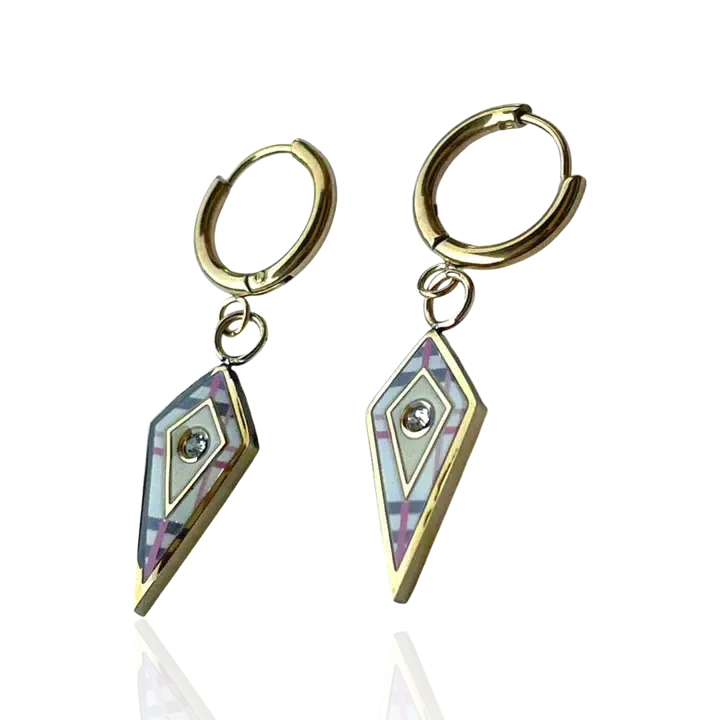 Preppy Plaid Diamond Earrings