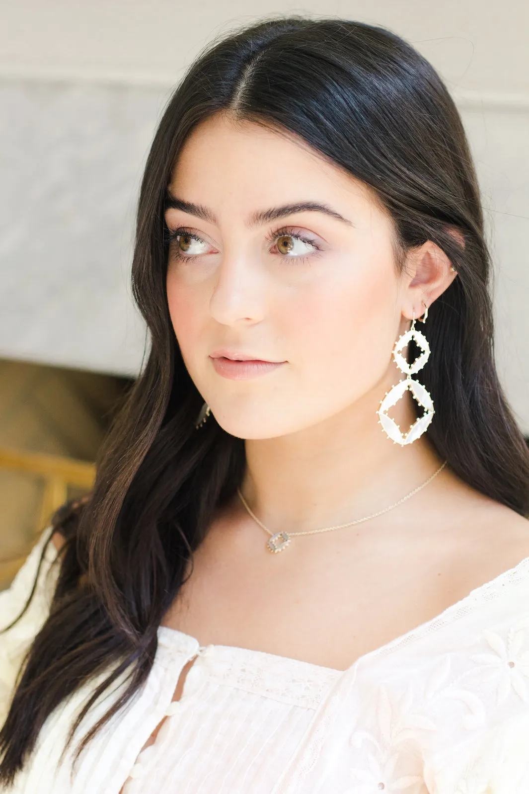 Preston Double Drop Earrings in Ivory Mother of Pearl