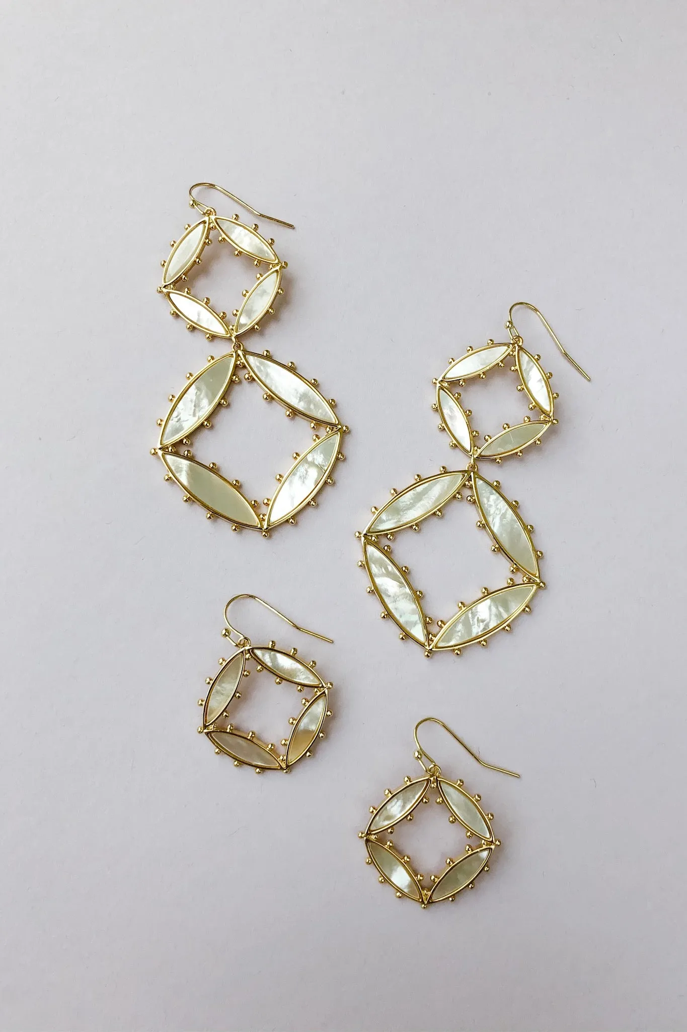 Preston Double Drop Earrings in Ivory Mother of Pearl