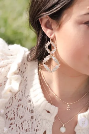 Preston Double Drop Earrings in Ivory Mother of Pearl