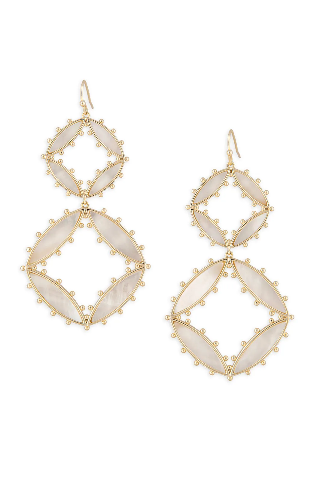 Preston Double Drop Earrings in Ivory Mother of Pearl