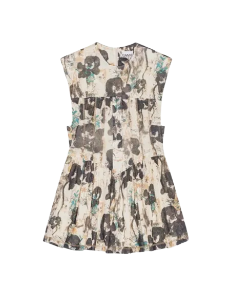 Printed Marl Mesh Corset Mini Dress