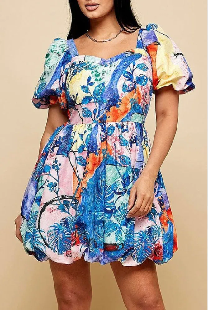 Puff Sleeve Smock Dress