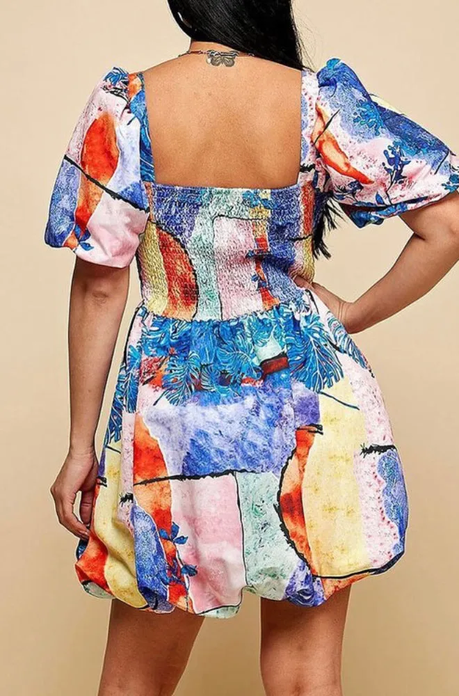Puff Sleeve Smock Dress