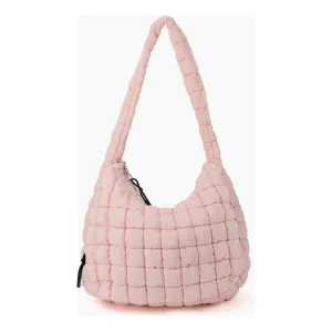 Puffer Hobo Tote- Light Pink