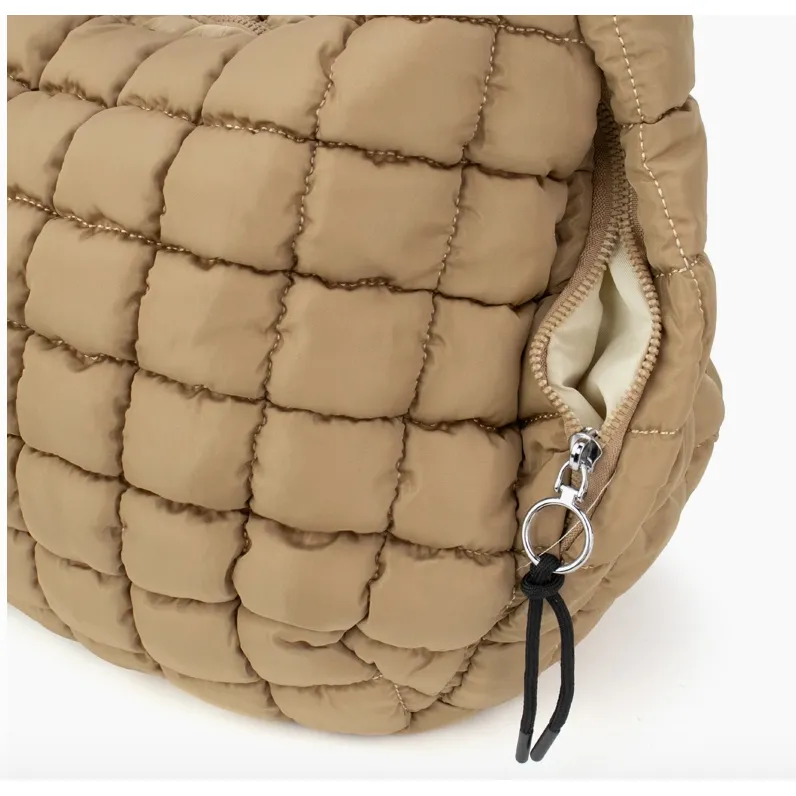 Puffer Hobo Tote- Light Pink