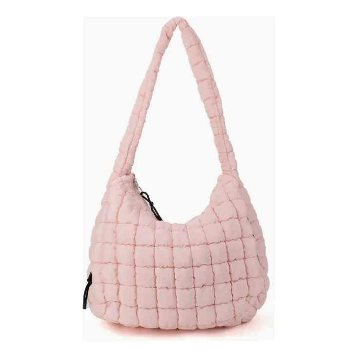 Puffer Hobo Tote- Light Pink