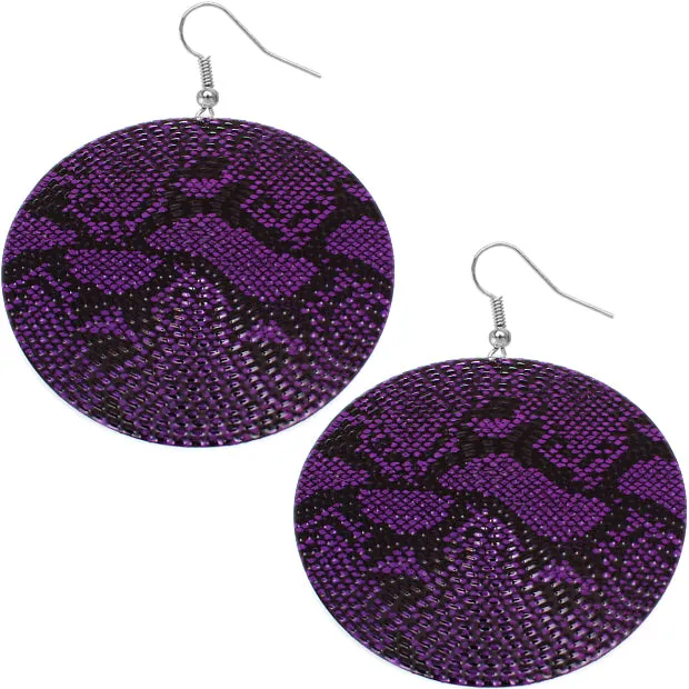 Purple Big Snakeskin Drop Earrings