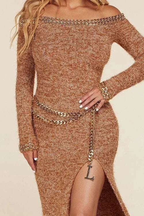 "LISANDRA" OFF SHOULDER MAXI DRESS