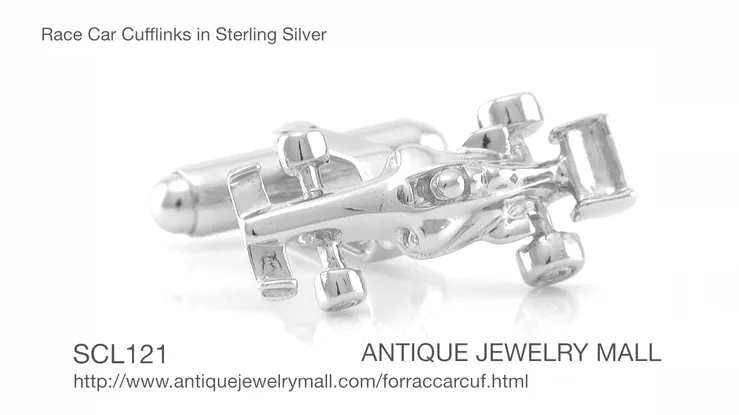 Race Car Cufflinks in Sterling Silver