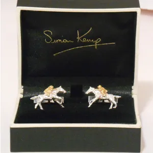 Racehorse and Jockey Silver & Gold Cufflinks