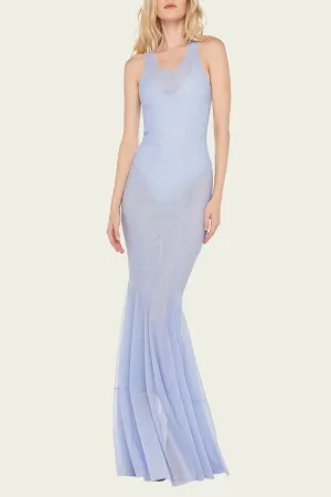 Racer Fishtail Gown in Misty Blue