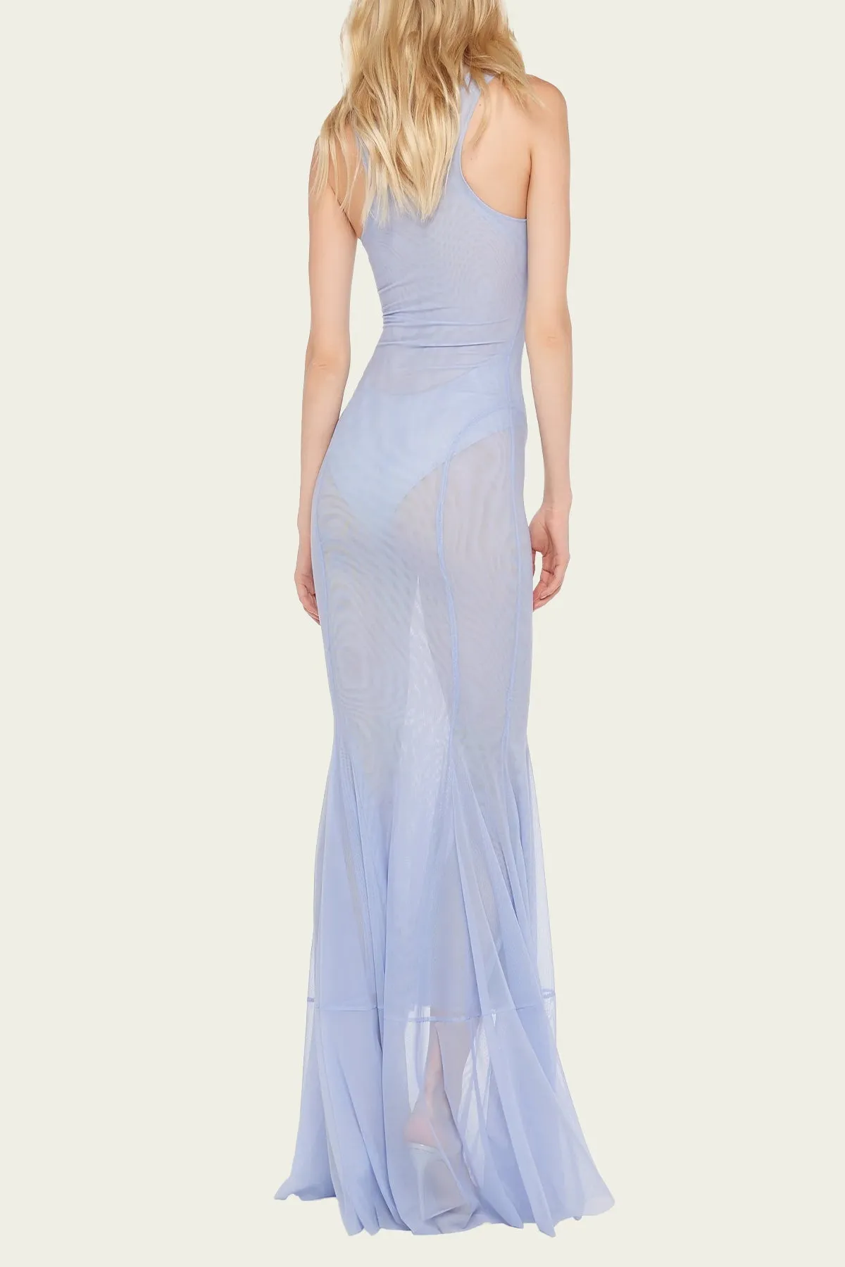 Racer Fishtail Gown in Misty Blue