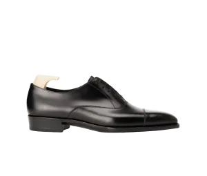 Raj Singhs Classic Black Italian Leather Cap Toe Oxford – Handcrafted Soft Square Toe Formal Shoes